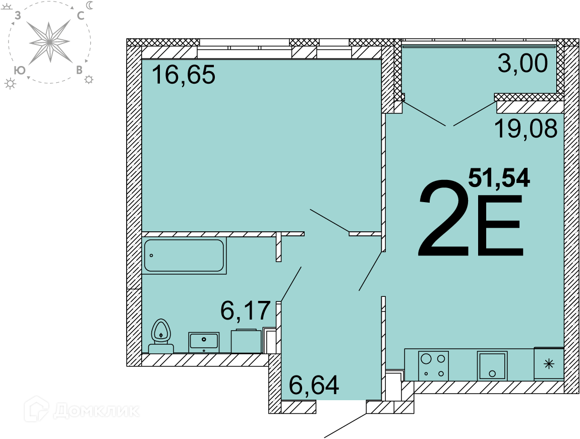 1-комнатная квартира 49.5м2 ЖК Олимпика
