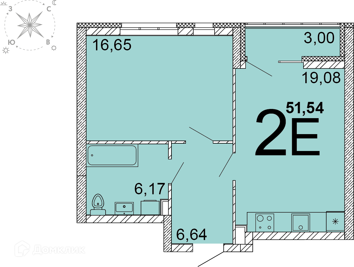 1-комнатная квартира 49.7м2 ЖК Олимпика